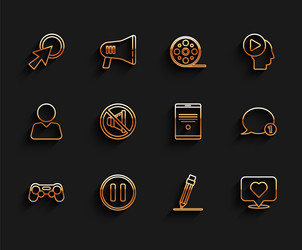 set line gamepad pause button arrow cursor vector image
