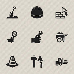 set of 9 editable building icons includes symbols vector image