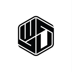 wu logo monogram hexagon shape with ornament vector image