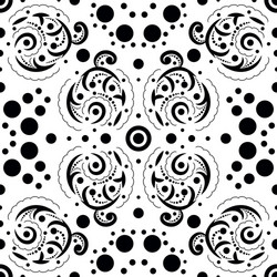 abstract seamless pattern with swirls and dots vector image