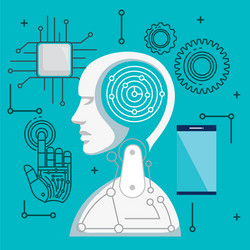 artificial intelligence technology set icons vector image
