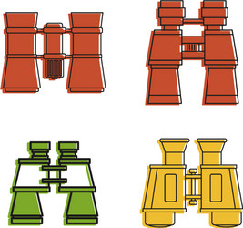 binocular icon set color outline style vector