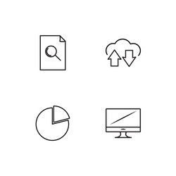 Data analytics linear icons set simple outline vector