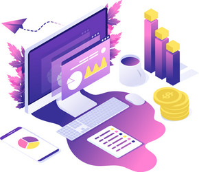 Isometric Data Analysis Web Concept vector image