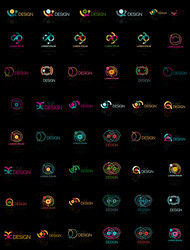 mega set of multicolored swirl and circle logos vector