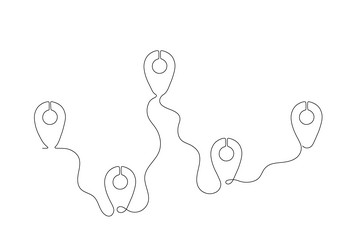 path outline on map with location stops vector image