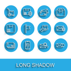 set line envelope mobile with app delivery vector image