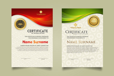 set modern certificate template with flow lines vector image