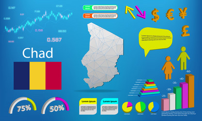 chad map info graphics - charts symbols elements vector