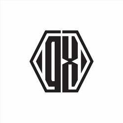 dx logo monogram with hexagon line rounded design vector image