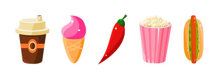 fast food bright object and item set vector image