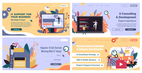 it support for business service offer at web page vector image