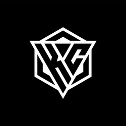 kc logo monogram with triangle and hexagon shape vector image