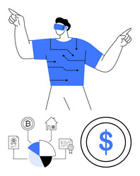 person with vr headset exploring digital assets vector image