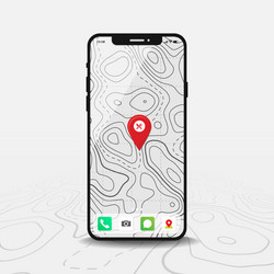 smartphone with map and red pinpoint on screen vector image