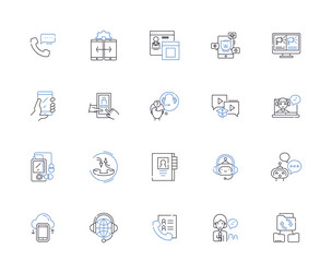 television outline icons collection vector