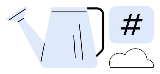 watering can with metadata tag box and cloud vector image