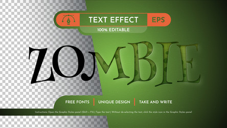 zombie embossed - editable text effect font style vector image