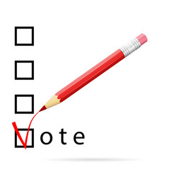 Checkboxes for voting with a red pencil vector