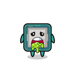 cute processor character with puke vector image