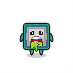 Cute processor character with puke vector