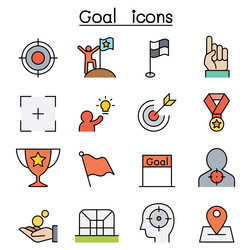 goal icon set in color line style vector image