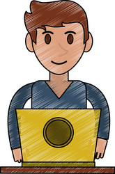man using laptop icon image vector image