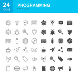 programming line web glyph icons vector