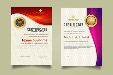 set modern certificate template with flow lines vector image