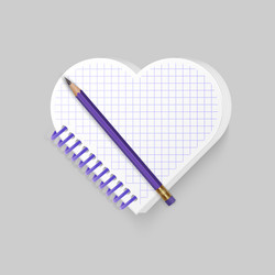 blank spiral notepad notebook with shape of heart vector