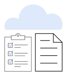 cloud storage with checklist and document for task vector image