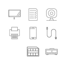 devices linear icon set simple outline icons vector image