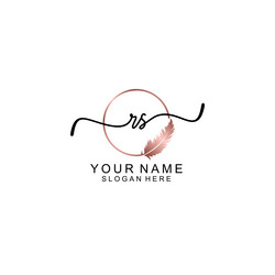 elegant rs initial logo with floral handwritten Vector Image