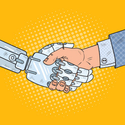 Robot Handshake - Tech Collaboration vector image