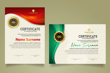 set modern certificate template with flow lines vector image