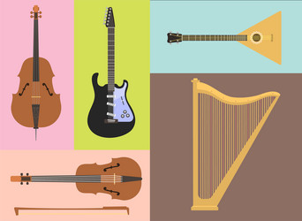 Set of stringed musical instruments classical vector