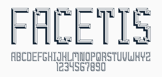 minimal geometric cyberpunk font with facet vector image