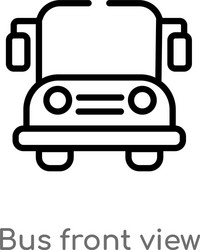 Outline bus front view icon isolated black simple vector