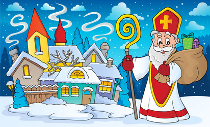 Saint Nicholas Winter Scene Vector Image