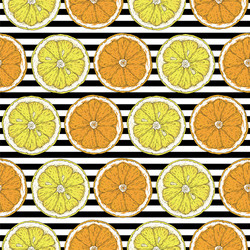 Seamless pattern with lemon and orange slices vector