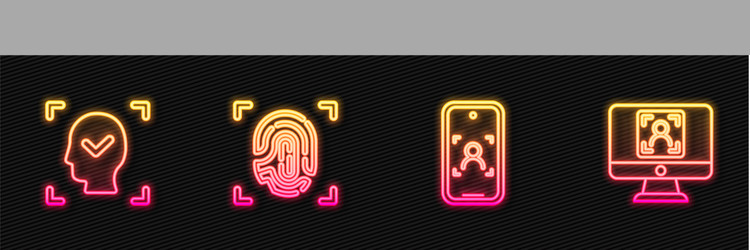 set line mobile and face recognition vector image