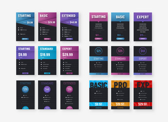 set of price tables for web sites vector image