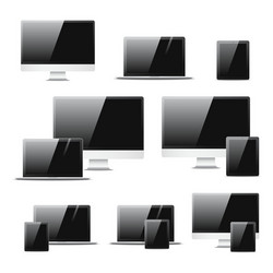 set realistic computer equipment isolated notebook vector image