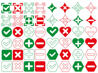 a set of yes and no checkboxes in different vector image