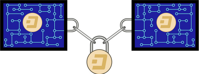 block chain technology of dash with secure lock vector image