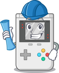 cheerful architect handheld game scroll with blue vector image