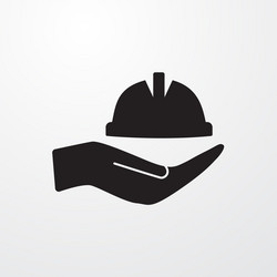 hardhat with hand icon for web and mobile vector