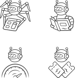 internet bots linear icons set crawler optimizer vector image