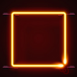 Neon frame sign in the shape of a square vector