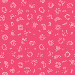 Red Pathogen Seamless Pattern - Thin Line vector image
